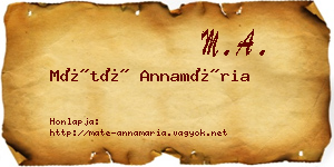 Máté Annamária névjegykártya
